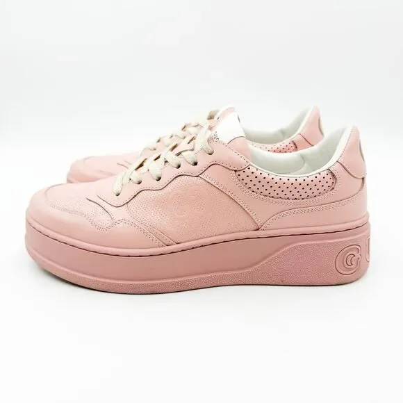 Gucci Jumbo GG Pink Leather Platform Low Top Chunky Sneakers EU 40 US 10 - Picture 3 of 9